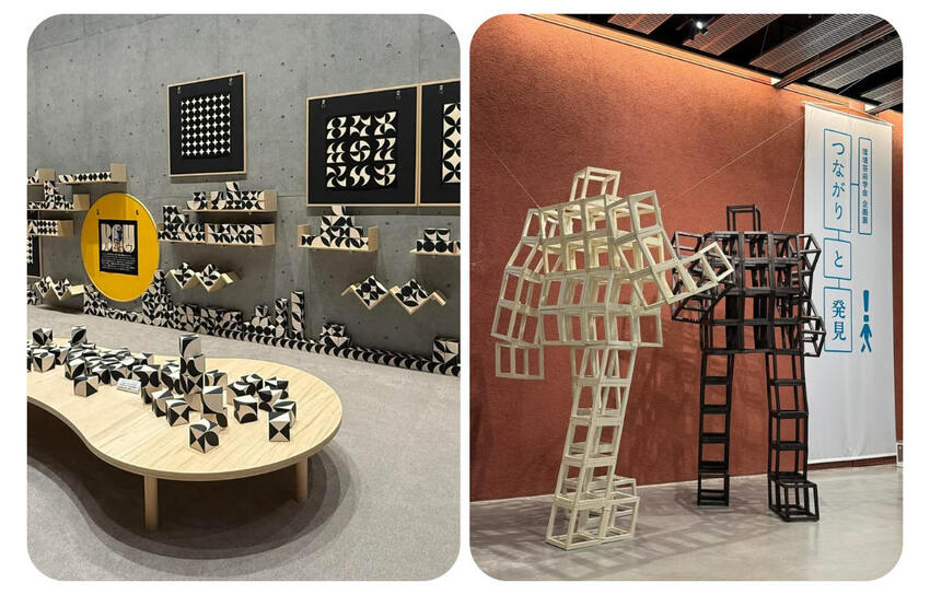 玩具作品『バウ』および高さ３mの立体作品『レゾナンス　ロボッティア』（いずれも高橋綾作品）